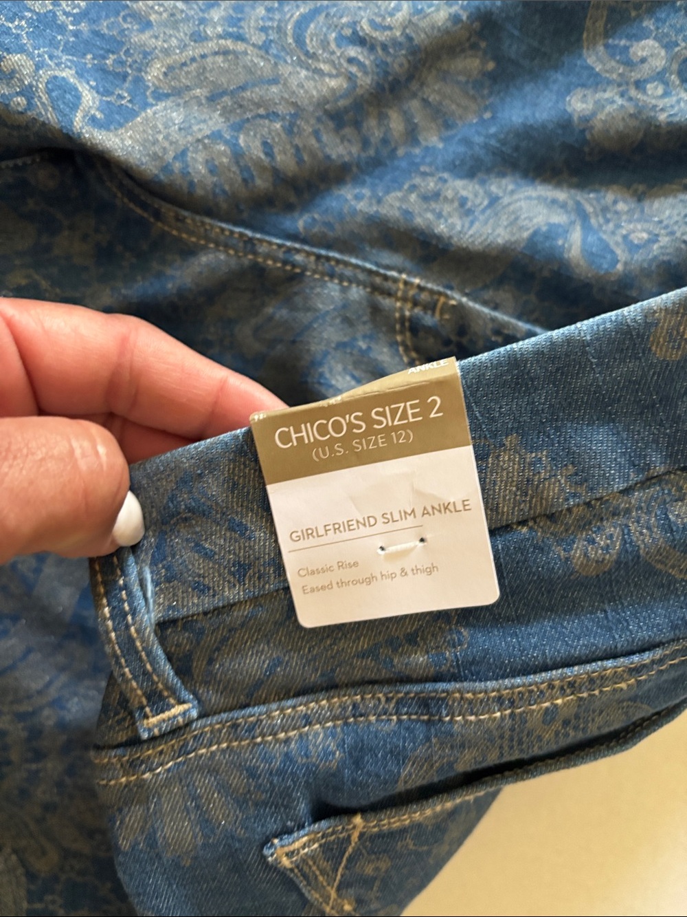 Chico's Blue Patterned Jeans - Picture 5 of 6